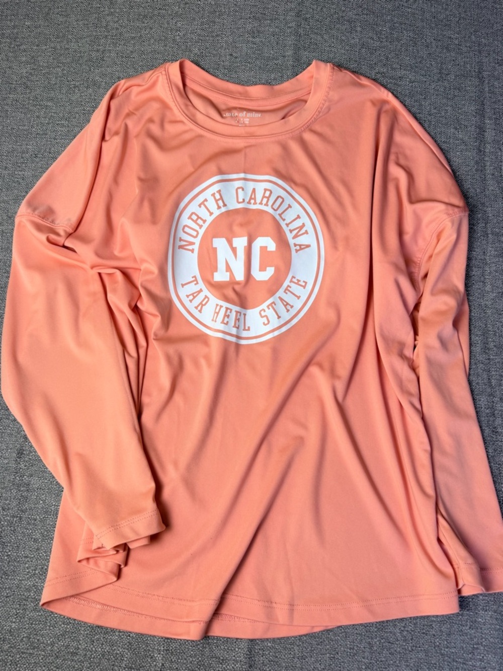 State of Mine Coral Long Sleeve Tee with White NC Seal Man